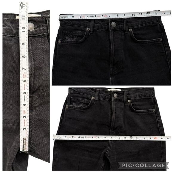 REFORMATION Cynthia High Rise Straight Jeans Black Lagoon Destroyed Size 25 - Picture 11 of 13